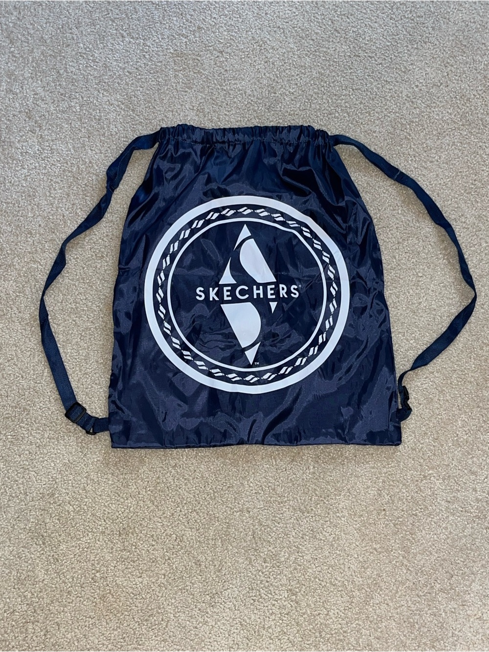 NEW Skechers Navy Drawstring Backpack Gym Bag Cinch Sack NWOT